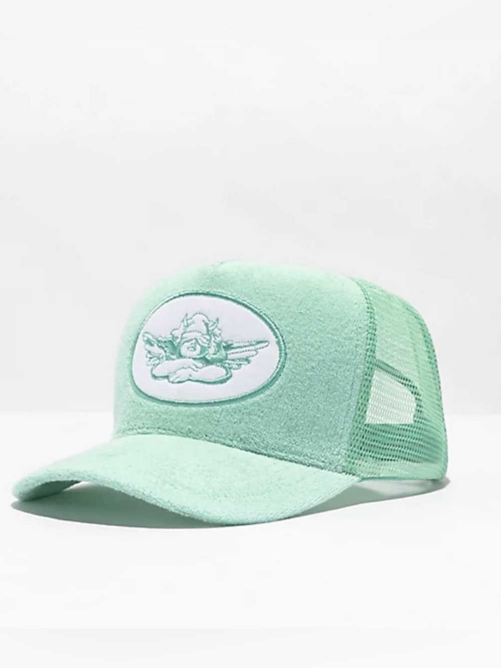 Boys Lie Mint Green Trucker Hat with Angel Patch